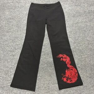 Star CCC Womens Pants Size 7 Black Bootcut Leg Dragon Embellishment Low Rise